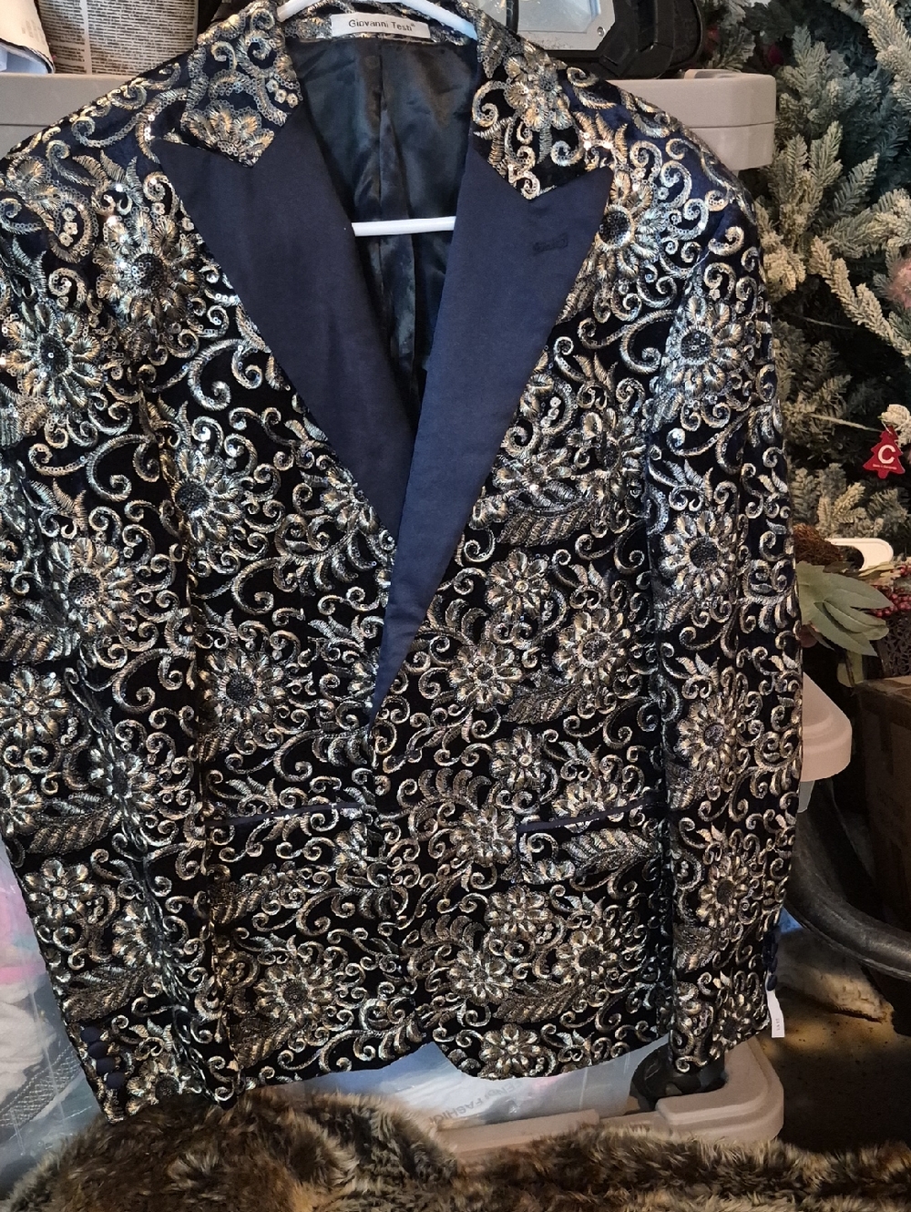 Black & Gold Embroidered Blazer